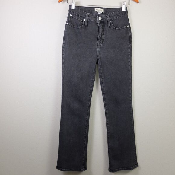 Madewell Women's Mid-Rise Kick Out Crop Jeans in Black Rinse Wash Size 25 - Picture 1 of 12